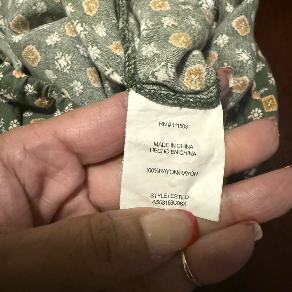 AUW Women's Olive Green Gold Floral Print Wide Leg Crop Jumpsuit Rayon Sz 3X - Picture 14 of 16